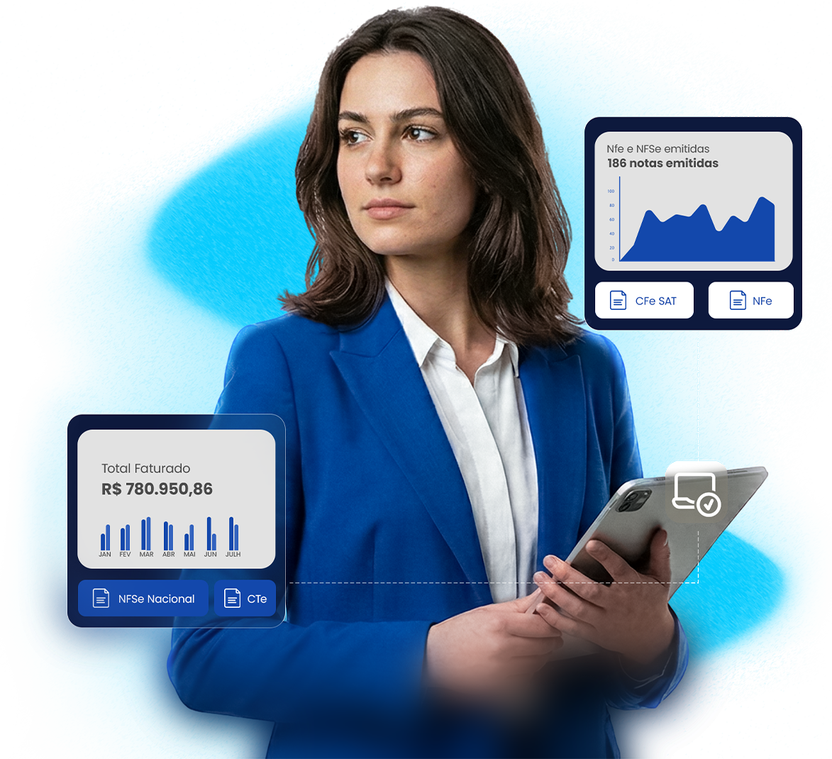 Ilustração institucional da Contabipró destacando abertura de empresa, rotina fiscal e acompanhamento contábil.